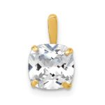 10k Polished 8.00mm Cushion-cut CZ Solitaire Pendant