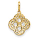 10k Polished Fancy CZ Flower Pendant - Image 3