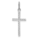 10k White Gold Polished CZ Latin Cross Pendant - Image 3