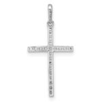 10k White Gold Polished CZ Latin Cross Pendant - Image 3