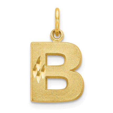 10K Satin Diamond-cut Initial B Charm