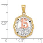 10K Two-tone w/White Rhodium Sweet 15 ANOS Oval Pendant - Image 3