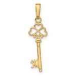 10k Polished 3-D Hearts Key Charm - Image 3