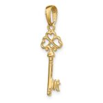 10k Polished 3-D Hearts Key Charm - Image 5