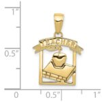 10k Polished Flat-Backed Teacher Frame Pendant - Image 3