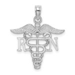 10K White Gold RN Caduceus Pendant
