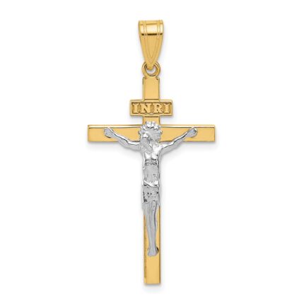 10K Two-tone INRI Crucifix Pendant