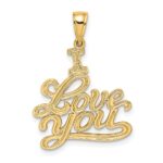 10K Textured I LOVE YOU Pendant