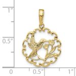 10K Hummingbird w/Flower in Frame Pendant - Image 3