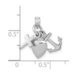10K White Gold Faith, Hope and Charity Charm - Image 3