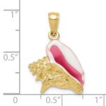 10k Polished 3-Dimensional Pink & White Enameled Conch Shell Pendant - Image 3