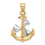 10k Two-tone 3-D Anchor w/Moveable Propeller Pendant - Image 3