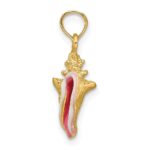 10k Enameled 3-D Conch Shell Pendant - Image 2