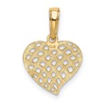 10K Polished Basket Weave Pattern Heart Pendant - Image 4