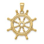 10K  3D Ships Wheel Pendant