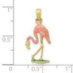 10K 3-D Enameled Pink Flamingo Pendant - Image 3