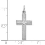 10k White Gold Diamond-cut Cross Pendant - Image 2
