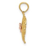 10K Two-tone Polished Flower in Fancy Border Heart Pendant - Image 2