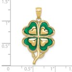 10K 4-Leaf Clover Pendant with Enameled Tips - Image 3