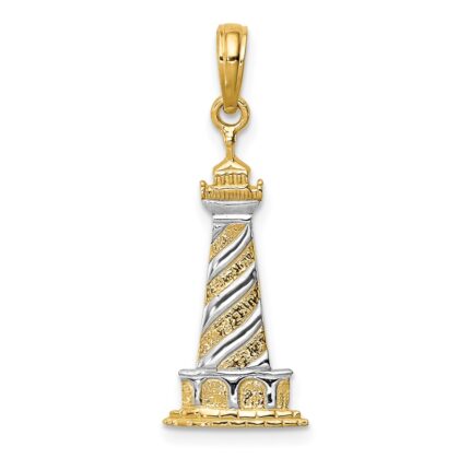 10K and Rhodium Cape Hatteras Lighthouse Pendant