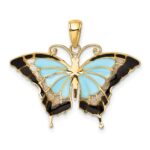 10K Aqua Enameled Butterfly Pendant - Image 4