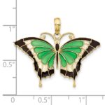 10K Green Enameled Butterly Pendant - Image 3