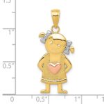 10k Yellow & Rose Gold w/Rhodium Girl Pendant - Image 3
