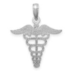 10k White Gold Caduceus Pendant - Image 4