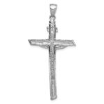 10k White Gold INRI Crucifix Pendant - Image 4
