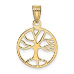 10K Gold Polished Small Tree of Life in Round Pendant - Image 4
