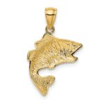 10k Gold Polished & Textured Bass Pendant - Image 4