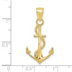 10K Gold Polished Anchor W/Rope Pendant - Image 4