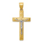 10k Two-tone Diamond Cut Crucifix Pendant