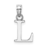 10K White Gold Polished L Block Initial Charm