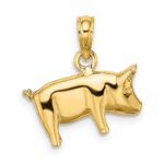 10k 3-D Polished Pig with Curly Tail Charm - Image 4