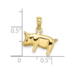 10k 3-D Polished Pig with Curly Tail Charm - Image 3