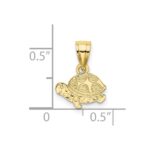 10K Flat and Engraved Mini Turtle Charm - Image 3