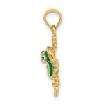 10k Green Enameled Small Frog Charm - Image 2