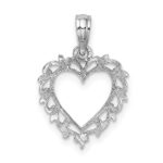 10K White Gold Heart w/ Lace Trim Charm - Image 4