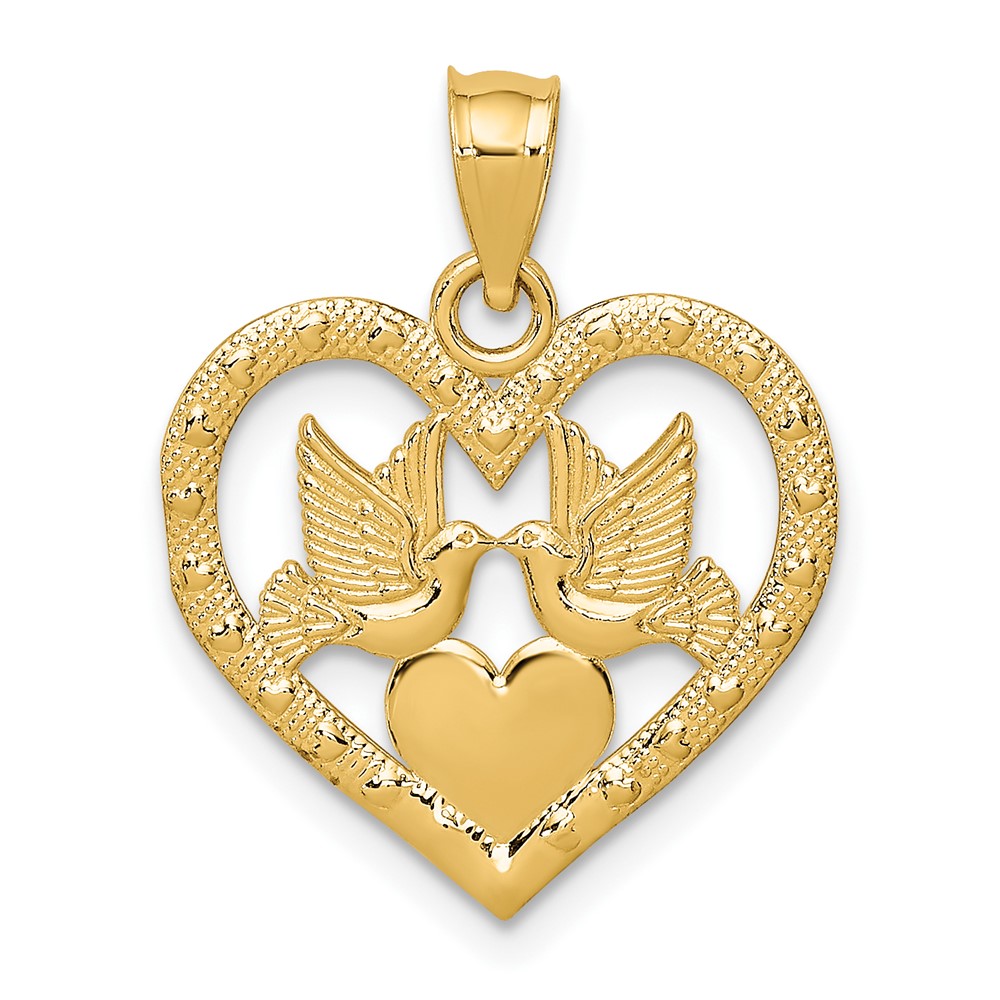 10K7129.jpg 10K Doves In Heart Charm - Image 1