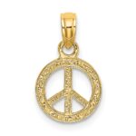 10K Flat and Textured Mini Peace Sign Charm