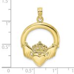 10K Polished Large Claddagh Heart Charm - Image 3
