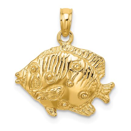 10K 2-D Polished Engraved Fish Charm