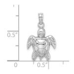 10K White Gold 2-D Textured Sea Turtle Charm - Image 2