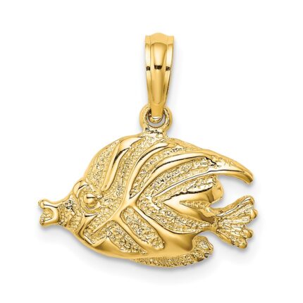 10K Polished Engraved Fish Charm