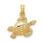 10K Textured Sea Turtle Charm