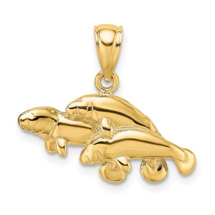 10K Polished Triple Manatee Charm