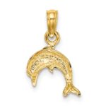 10K Textured Mini Dolphin Jumping Charm - Image 4