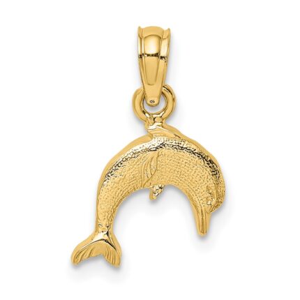 10K Textured Mini Dolphin Jumping Charm