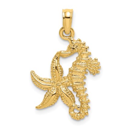 10K Starfish and Seahorse Charm
